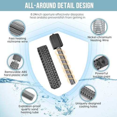 Aquarium Heater 500W, Fish Tank Heater with High-Temperature Protection and Turtle Tank Heater with Automatic Power-Off When Leaving Seawater or Freshwater. - size: 500W