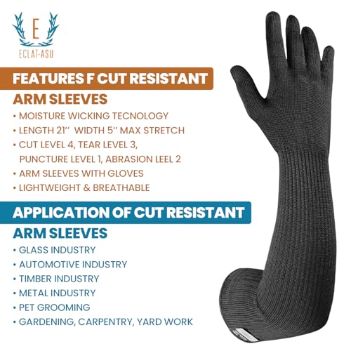 Cut Heat Bite Resistant Arm Sleeves –EN388 Certified Arm Protection Sleeve for Welding, Cooking, Cat & Dog Handling - color: Glove Arm Sleeve 22-inches