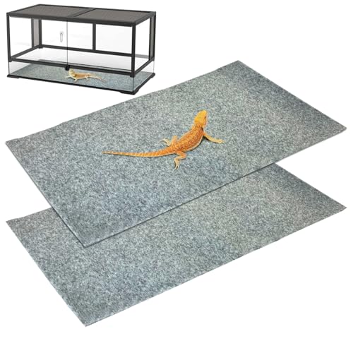 Tfwadmx Reptile Carpet, 2 Pack of Bearded Dragon Mat Terrarium Bedding Substrate Liner Reptile Mat for Snake Turtle Lizard Geckos Hermit Crabs (39'' X 20'')