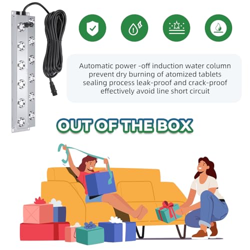 Mxmoonant Mist Maker 12 Head Ultrasonic Mister Pond Fogger 8400ml/H Humidifier w/400W Power Supply, Float, Replacement Discs for Water Fountain, Mushroom Plant Humidity, Halloween Decoration 110V
