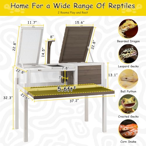 Gowoodhut Turtle Box Tortoise Enclosure with Removable Legs - Turtle & Tortoise Habitat for Indoors & Outdoors - Leakproof Tray & Lamp Holders Included - Breeding Box