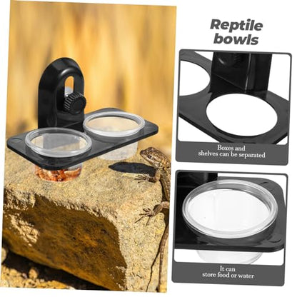 Toddmomy Reptile Feeding Bowl Container for Lizards Turtles Geckos and Durable Screw Type Design with Dual Compartment Easy to Clean Feeding Supplies for Reptiles