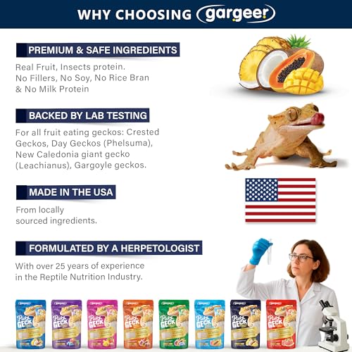 Gargeer 'Picky Geck' Moonlight Feast - Premium Crested Gecko Food | Vision & Metabolism Support with Premium Fruit Blend | No Fillers - Only Premium Ingredients | 2oz | Made in USA. Enjoy! - size: 2 Ounce (Pack of 1)