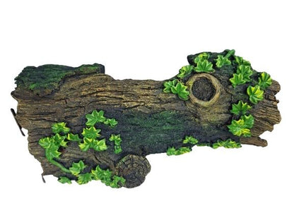 AquariumH2o Large Hollow Log with Plants Aquarium Pond Ornament Artificial Resin Tree Bark Hide or Cave for Fish Tank, 10 Inches Long Reptiles or Turtle Tank Ornament Safe for Aquatic Habitats, Brown