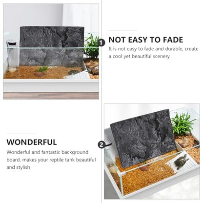 3D PU Material Reptile Tank Background Board Natural Stone Effect Decor for Tortoise Gecko Lizard Sturdy and Realistic Backdrop for Reptile Enclosure
