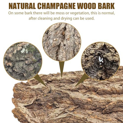 VCEPJH 1.5 LB Reptile Bark Bedding, Natural Cork Bark for Reptiles Flat Cork Wood Terrarium Substrate Tank Supplies for Snake Spiders Bearded Dragons Hermit Crabs Geckos