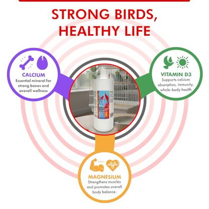 Morning Bird Calcium Plus Liquid for Birds – Calcium Supplement with Vitamins and Minerals for Strong Eggshells, Healthy Bones - Support Growth, Breeding, and Wellness for All Birds 32 Fl Oz - size: 32 Fl Oz