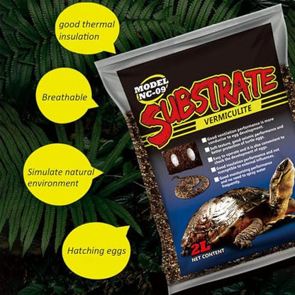 Hamiledyi Reptile Substrate Vermiculite Bedding Snake Hibernant moisturizing Soil Terrarium Bedding for Snake Tortoise Lizard Hatching Eggs(2.1Quart/2L) - size: S-2L