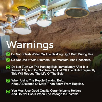 Reptile Heat Lamp Bulb 100W, 2-in-1 Day & Night Combo, Infrared Heat Lamp & UVA Sunlight Heating Lamp for Reptile Terrariums