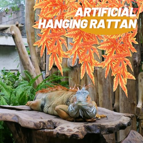 Hemoton Artificial Vine Plant with Suction Cup, Reptile Habitat Decor Fake Hanging Vine, Aquarium Decorations for Fish Tank and Terrarium