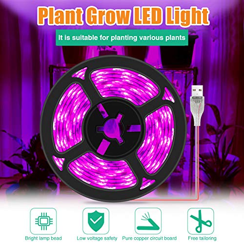 39inch Plant Grow Light Strip,IP66 Waterproof Full Spectrum Plant Grow Light,USB 300LEDs Flexible Growing Lamp for Indoor Plants Succulents Hydroponics Greenhouse Gardening