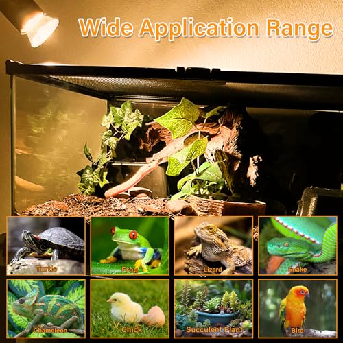 Reptile Heat Lamp with 2 Pcs 50W UVA UVB Light Bulb, 360° Rotatable Basking Spot Light Simulated Sunlight, Dimmable Heating Lamp for Turtle, Lizard, Snake, Beared Dragon, Amphibians - size: Reptile Lamp-Dimmable