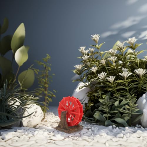 jojofuny Miniature Aquarium Water Wheel Fish Tank Fountain Decorative Plastic Water Mill Model for Aquatic Environments and Fish Tank, Increases Oxygen Supply Realistic Design for Hotels