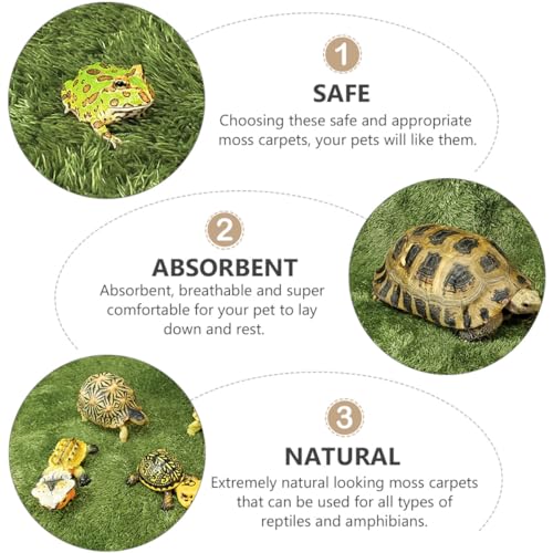 BESPORTBLE Reptile Moss Carpet for Tortoise 2pcs Artificial Grass Mats Absorbent and Moisture Retaining for Terrariums and Amphibians Green Fake Plant Decoration
