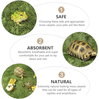 BESPORTBLE Reptile Moss Carpet for Tortoise 2pcs Artificial Grass Mats Absorbent and Moisture Retaining for Terrariums and Amphibians Green Fake Plant Decoration