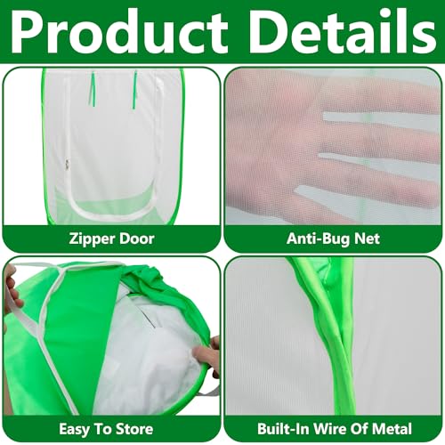 24" x 24" x 36" Pop Up Garden Mesh Plant Cover, Plant Protectors Mesh Plant Enclosure, Garden Net Cage Pest Protection Guard Tent with Storage Bag for Protect Plant Vegetable Fruit from Birds Insects - color: 24 X 24 X 36 Inch