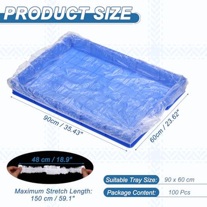 Disposable Bird Cage Liners, Clear Plastic Cage Liners for 35x24 Inch Pallets Tray Universal Elastic Film, (100 Pcs), Intended for Parakeet/Cockatiels/Rabbit/Guinea Pig - size: 35x24 Inch