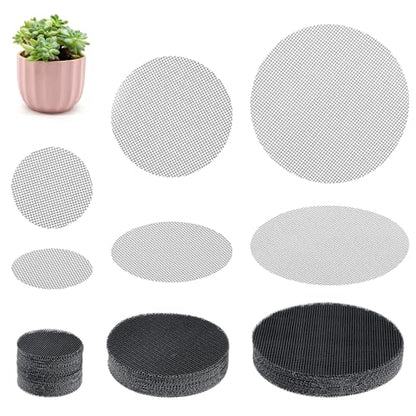 200PCS Bonsai Mesh for Plant Pot Drainage Screen, 2 3 4 Inch Rounds Drainage Hole Mesh Pad, Flower Pot Meshes Mat, Bonsai Bottom Grid Mat for Potted Succulent Prevent Soil Leaking
