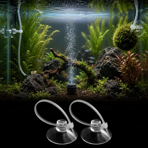 30 Pcs Aquarium Suction Cups with 30 Pcs Adjustable Zip Ties Set – Clear Small Suction Cups for Fish Tank Decor, Moss, Shrimp Nest, Reptile Hammock & Cable Management