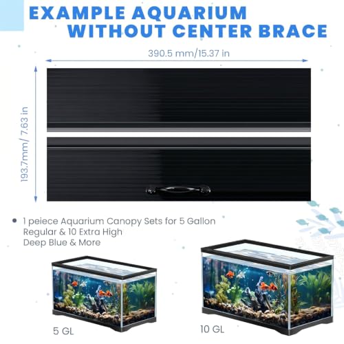 Sieral Aquarium Canopy Set Polycarbonate Greenhouse Panels 15.37 x 7.63 x 0.12 Inch for 5/10 Gallon Fish Tank Without Center Brace Aquariums Cover Fish Tank Lid, Black - color: Black, size: 16 x 8 Inch