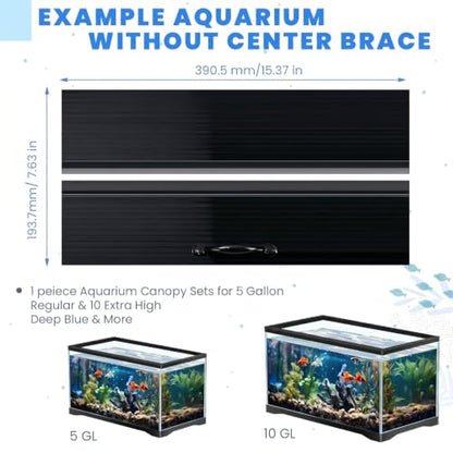 Sieral Aquarium Canopy Set Polycarbonate Greenhouse Panels 15.37 x 7.63 x 0.12 Inch for 5/10 Gallon Fish Tank Without Center Brace Aquariums Cover Fish Tank Lid, Black - color: Black, size: 16 x 8 Inch