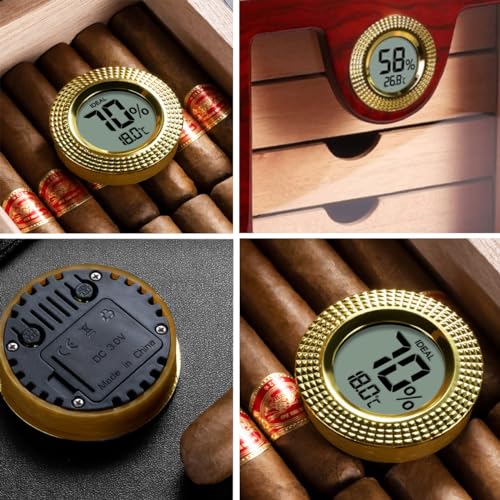 Cigar Digital Hygrometer - High Precision Adjustable Digital LCD-Monitor Hygrometer Thermometer for Cigar Humidor | Box | Cabinet | Jars | Guitar (Digital-with-Analogy) - style: Digital-with-Analogy