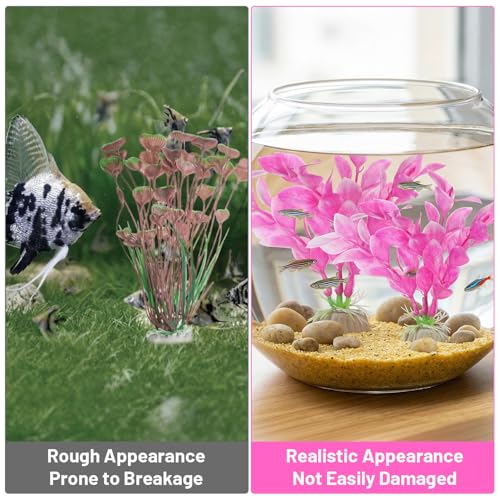 Abeillo Silk Aquarium Plants for Betta Fish Tank, 2Pcs 10cm Small Aquarium Plants Decorations Plastic Artificial Plant Aquatic Water Grass Decoration