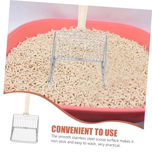 Yardwe Cat Litter Scoop Wooden Handle Deep Shovel and Sifter for Removal for Cleaning Cat Litter and Reptile Waste and Easy to Tool