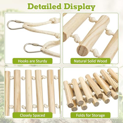 VCEPJH Snake Climbing Branch, 2Pcs Reptile Wood Natural Cork Log and 2 Pcs Reptile Bridge Leopard Gecko Climbing Ladder Wooden Basking for Crested Gecko Bearded Dragon Hermit Crab
