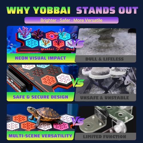 YOBBAI Magnetic Coral Frag Rack for Reef Tank, Saltwater Aquarium Frag Holder with 11 Slots & 13 Frag Plugs, Strong Magnet Glass Mount (Up to ~2cm), Multi-Use Aquarium & Hydroponic Plant / Reptile Display Stand