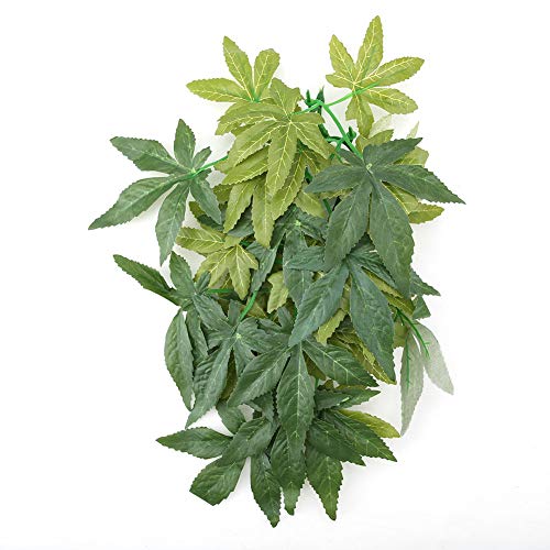 Reptiles Artificial Vine Plastic Fake Hanging Leaves Green Simulation Plant Reptile Terrarium Habitat Decor Aquarium Fish Ornament with a Sucker - size: 30cm