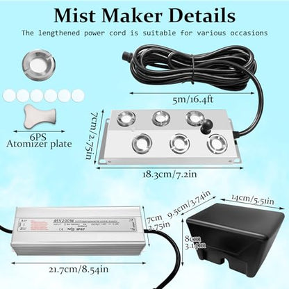 Ultrasonic Fogger 6 Head Ultrasonic Mist Maker,5000ml/H 200W Mist Maker Fogger,6 Head Ultrasonic Fogger Mist Maker,6 Head Ultrasonic Mist Maker fogger Ultrasonic Mister Fogger 6 Head Fogger - color: 6 Head Ultrasonic Fogger