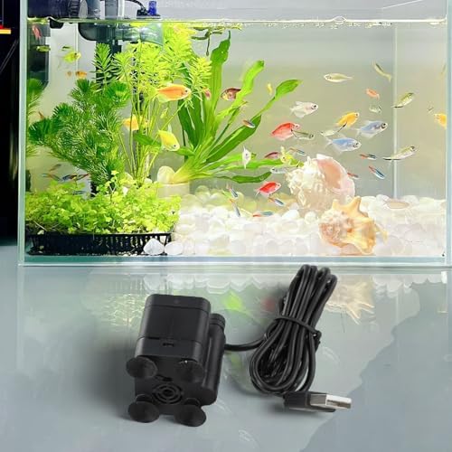 Ultra-Quiet USB Submersible Water Pump DC 5V 3W for mini Fountain Pump For Aquarium Fish Tank Hydroponics Small Pond Water Circulation With Suction Cups Power Cord