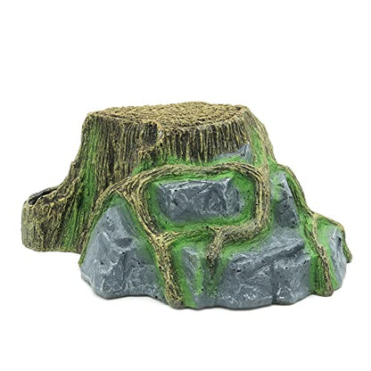 JIHAQUA Resin Large Turtle Tank Accessories Reptile Hideouts Cave Habitat Decor for Gecko Leopard Lizards Toad