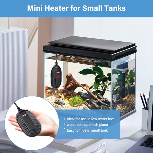 hygger Small Aquarium Heater, 25W Submersible Betta Fish Tank Heater with Adjustable Temperature External Controller, Turtle Heater with LED Display for up to 5 Gallon Tanks - size: 25W