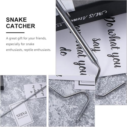 NUOBESTY 2pcs Stainless Steel Telescoping Snake Hooks Reptile Catching Tools Extendable 71cm Snake Grabbers for Safe Handling and Transport and Reptiles