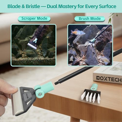 UPETTOOLS Aquarium Algae Scraper, Stainless Steel Glass Cleaner | 5 Stainless Blades, Adjustable Head, Safe for Glass, Ergonomic Handle, 19.7"