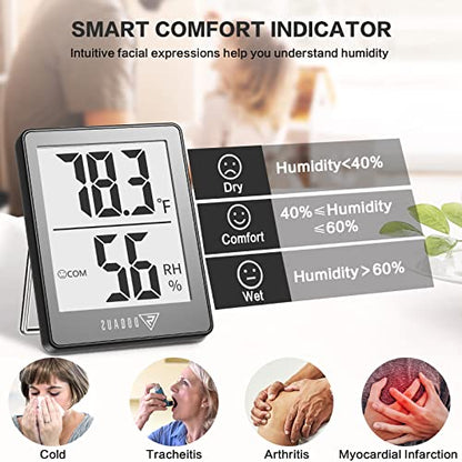 DOQAUS Digital Hygrometer Indoor Thermometer Room Thermometer with 5s Fast Refresh Temperature Humidity Monitor for Bed Room, Baby Room, Basement, Greenhouse, Office (Grey) - color: Grey