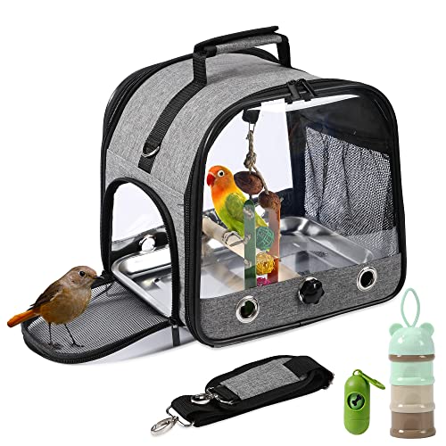 Bird Carrier Bag Bird Travel Cage with Stand, Small Bird Carrier for Parrot, Portable Bird Carrier Travel Bag, Pet Transparent Breathable Travel Cage - size: Medium