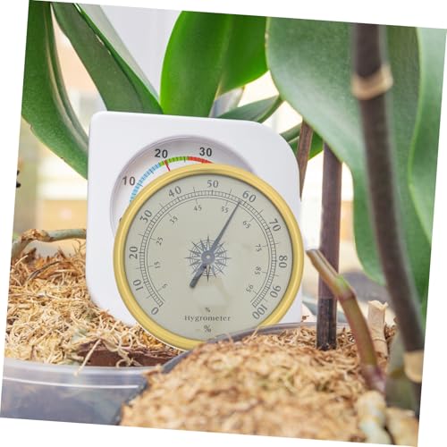 Golden with 2% Rh Resolution Hygrometer Round Analog Stainless Steel and Glass Construction, Battery-Free, Easy for Reptile Terrarium and Room Use