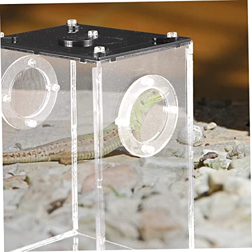 ibasenice Transparent Acrylic Reptile Box for Household Lizard and Small Animal Breeding Tank Viewing Cage Suitable for Spiders Lizards Frogs Corn Snakes and Small Reptiles