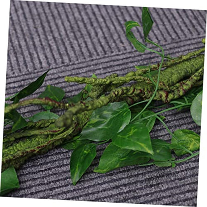 FOMIYES 3pc Bendable Jungle Vines for Reptiles Artificial Leaf Habitat Decor Suction Cups for Lizards Frogs Snakes More Flexible Rattan Strip Design for Custom Aquarium Setup