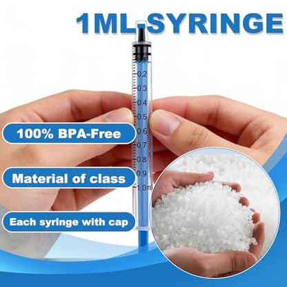 1ml with Measurement for Scientific Labs, Feeding Pets, Refilling and Measuring Liquids,Dispensing,with Cap (5PCS, 1ml) - size: 5PCS-1ml