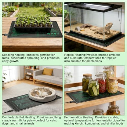 Bestio Waterproof Seeding Heat Mat 10"x 20.75", 4 Pack Durable Heat Mats for Seed Starting, UL & MET-Certified Plant Heating Pad, Indoor Gardening, Greenhouse - size: 10" x 20.75"- 4 Pack