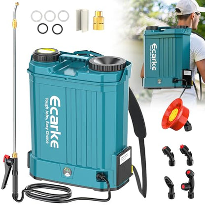 Battery Backpack Sprayer Compatible with Makita 18V Battery (Tool Only) 4.2 Gallon with Auto Mixer, 0–100PSI Adj, Leak-Proof Metal Telescopic Wand 42", 6 Nozzles, Ergonomic Strap Ecarke Garden Sprayer - color: Blue