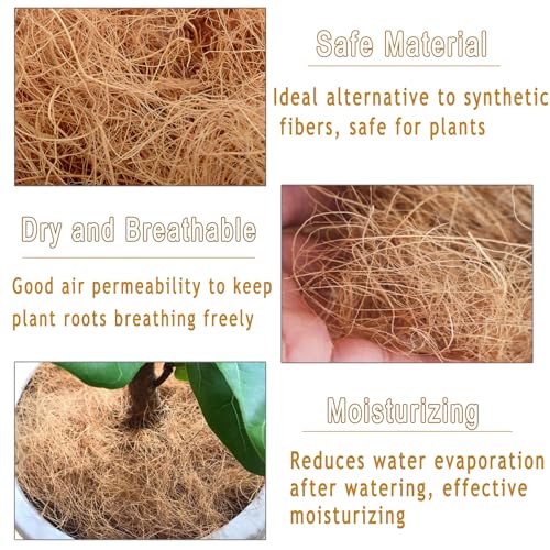 Natural Organic Coconut Husk Silk, Pure Coconut Shell Fiber Orchid Plant Coconut Fiber Substrate Coco Coir Fiber Greenery Covering (0.22 pounds)