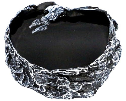 Reptile Feeding Dish Bowl,Reptile Rock Food/Water Dish for Reptiles,Amphibians,Bearded Dragon,Lizard,Frog,Gecko,Tortoise,Hermit Crab and Other Little Critters,Made from Premium Resin(Large Size)