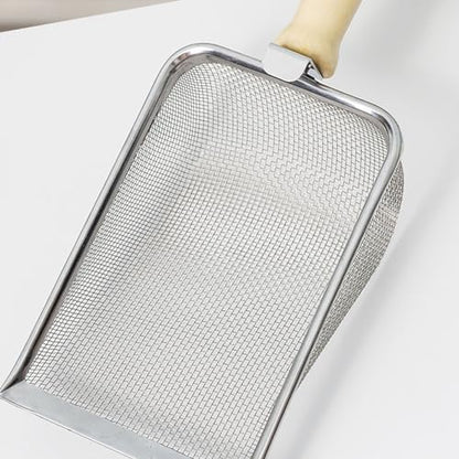 Cat Litter Scoop Stainless Steel Fine Mesh Cat Litter Shovel Litter Cleaner Corner Shovel Metal Litter Scoop for Reptile Terrarium Sand Waste, Beach Shovel(2.0 Mesh)