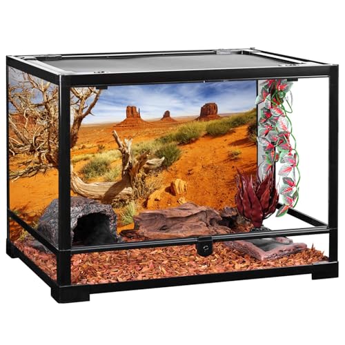 AWERT 36x20 inches Reptile Habitat Background Orange Desert Terrarium Background Durable Polyester Background
