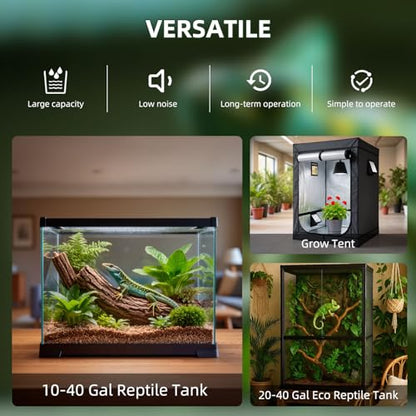 Coospider 3.8L Reptile Fogger Mister, Quiet Reptile Humidifier for Reptiles Tank, Terrarium Humidifiers, Reptile Misting System for Reptiles Amphibians Herps Vivarium (Dual Hose) - size: 3.8L/1GAL-Dual-UP